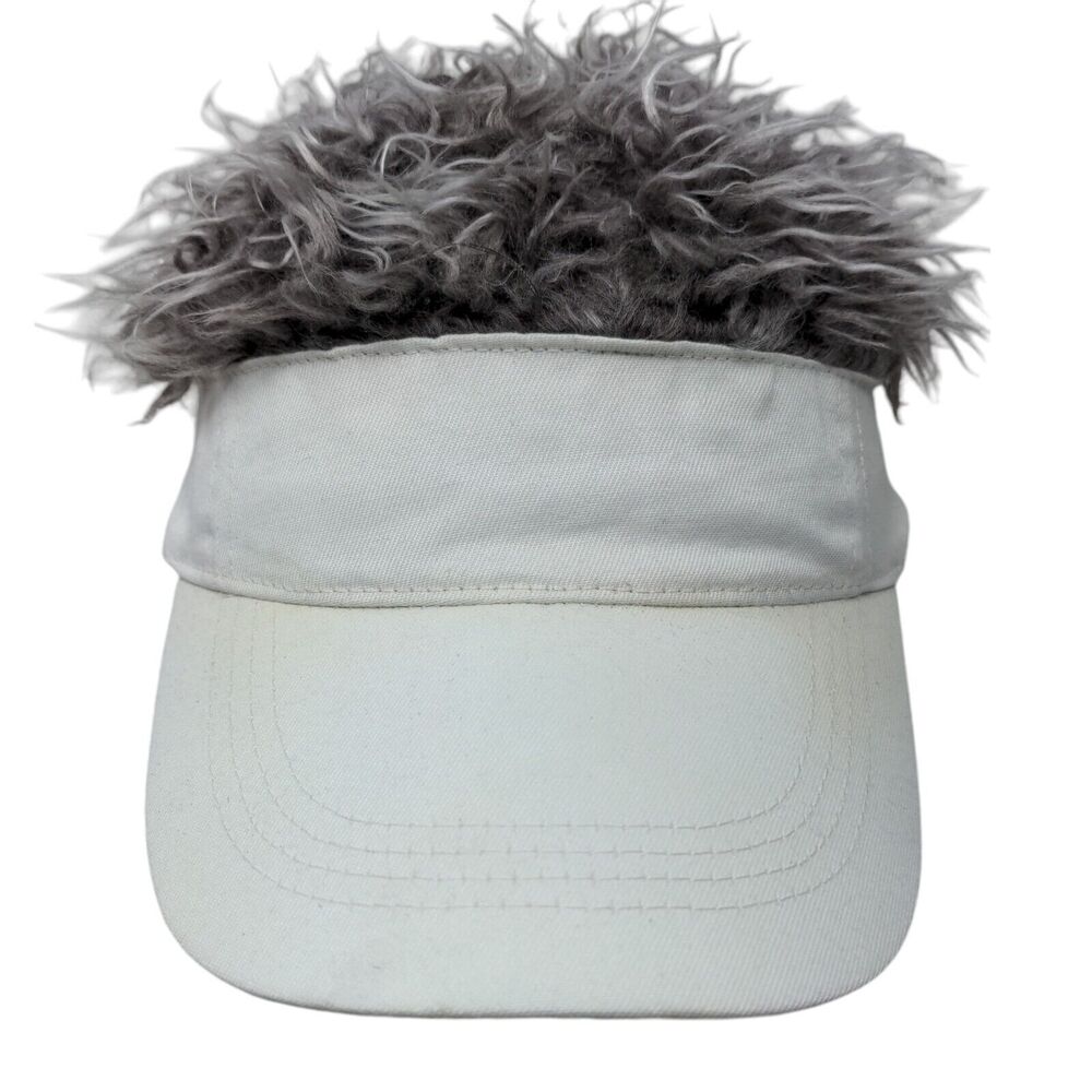 Flair Hair Strapback Sun Visor Hat Hair Wig White One Size Adjustable